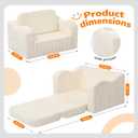 MeMoreCool Toddler Couch Fold Out 2-in-1 Convertible Kids Sofa Bed with Soft Corduroy Cover, High-Density Foam Toddler Chair for Ages 13, Foldable Floor Lounger with Machine-Washable Cover, Beige