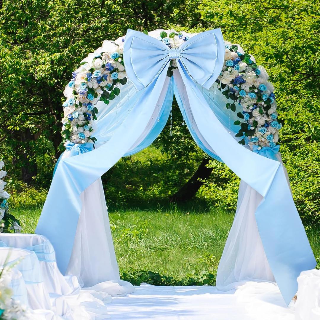Wavwavw Wedding Giant Bow Decor Oversized Big Bows Decoration for Room Wall Backdrop 75x18 Inch Ribbon Tie for Wedding Birthday Party Baby Shower Supplies (Blue, Satin)