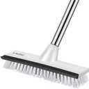 SetSail Floor Scrub Brush with 51-Inch Long Adjustable Handle 2 in 1 Scrape Brush Stiff Bristle Floor Scrubber for Cleaning Shower Bathroom Garage Kitchen Wall Deck Tub Tile