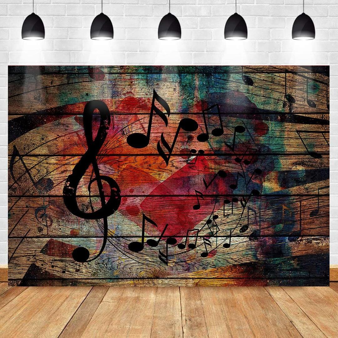 Music Notation Backdrop for Music Party Decorations MEETSIOY 10x7ft Black Music Symbols Backdrop for Music Birthday Party Supplies Music Party or Birthday Party Decor Banner BJZSMT142