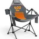 TIMBER RIDGE Heated Hammock Camping Chair, Oversized Swinging Hammock Chair with Adjustable Back and Seat, Rocking Camping Chair for Outdoor Lawn, Sports, Supports 400lbs (Power Bank not Included) (Grey-heated)
