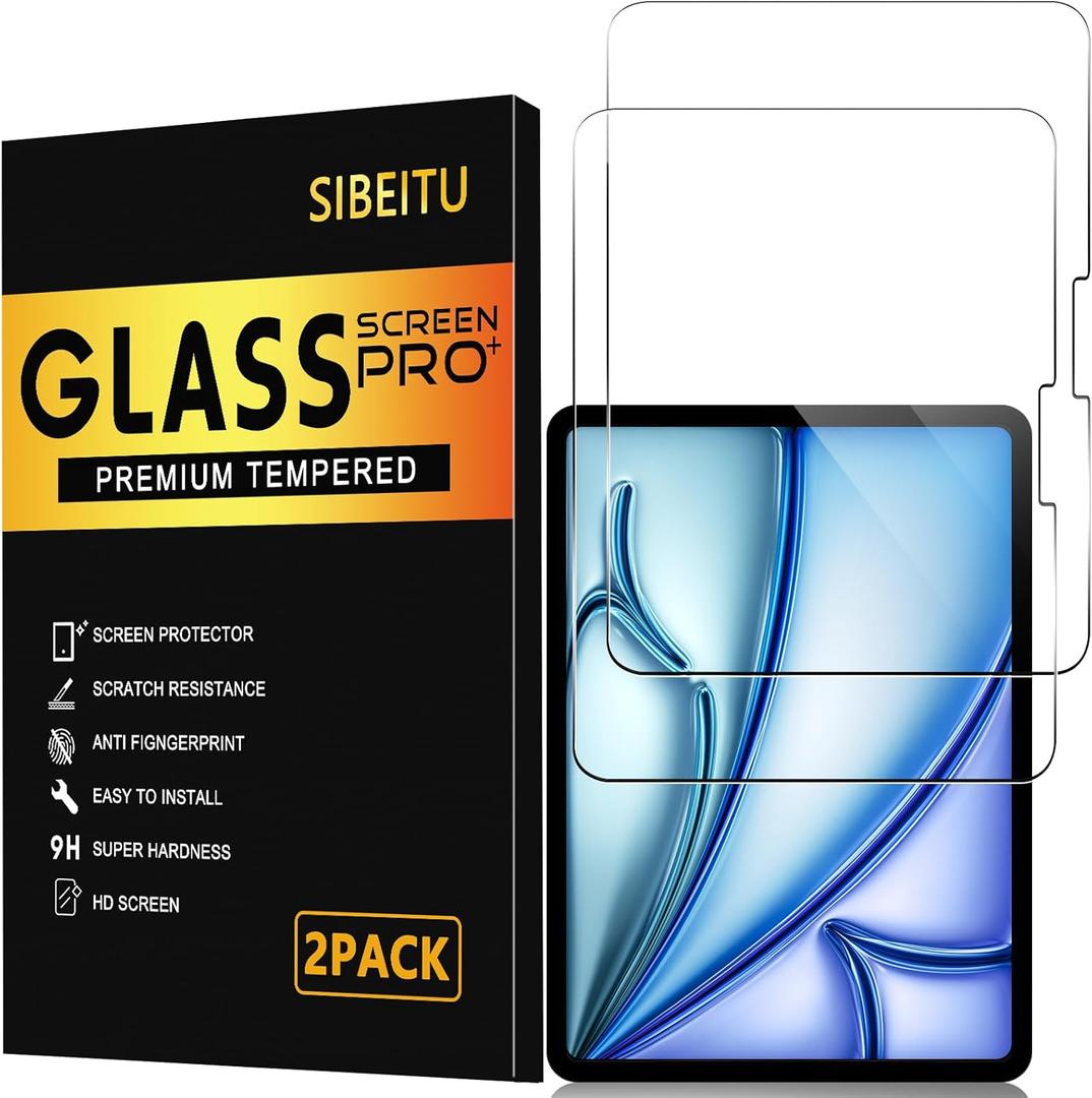 SIBEITU for iPad Air 11 Inch M3 2025 & M2 2024 Screen Protector, 2 Pack iPad Air 7th/6th Generation Tempered Glass Film, 9H Anti-Scratch HD Compatible Face ID & Case Friendly for iPad Air 11" 7/6 Gen