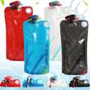 4 Pack Collapsible Water Bottle With Carabiner, 34 Ounce Foldable Water Bag with Leakproof Lid, Food-Grade Silicone Portable Water Bottle for Hiking, Sports, Camping, Biking, Traveling, BPA-Free