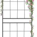SCENDOR 1 Pack Garden Trellis 71" H x 19.7" W for Climbing Plants Support Rustproof Metal Iron Rose Trellis for Vines Flower Cucumbers Plant Stand Black (71" H -1pack)