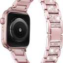 Bling Bands Compatible with Apple Watch Band 42mm/41mm/40mm/38mm Iwatch Series 11/10/9/8/7/6/SE/5/4/3/2/1, Women Metal Rhinestone Dressy Replacement Wristband, Rose Gold
