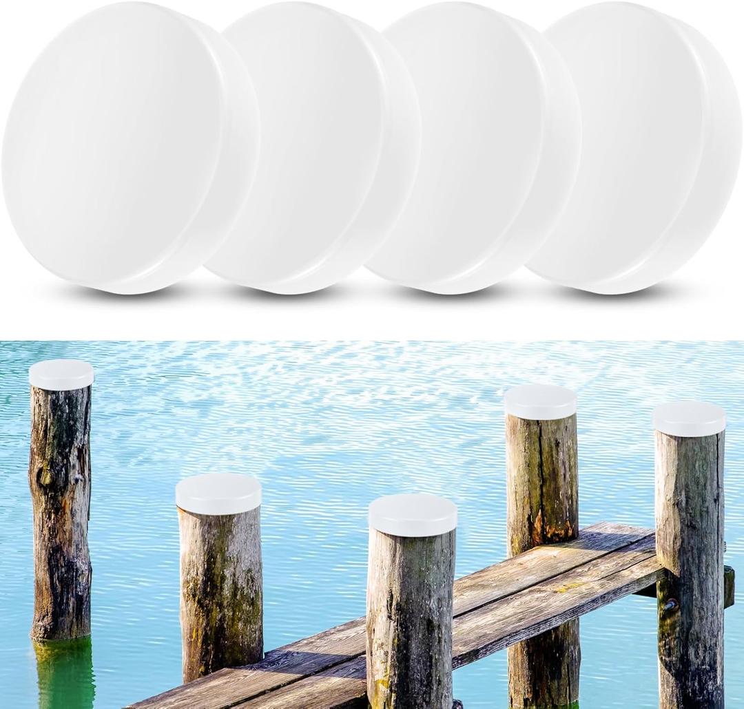 Landical 4 Pcs Marine Dock Piling Cap Protective Dock Post Caps Boat Pylon Edge Dock Pole Caps, Flat Top Design