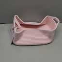 Woven Cotton Rope Storage Basket with Handles for Organizing Shelves Closet Small Cat Dog Pet Toy Baskets Box Bin Decorative Rectangle Baby Nursery basket Gift Basket Empty Light pink