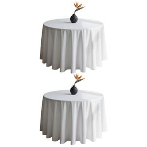WIGENIUS 2 Pack White Table Cloth Round Tablecloths 90 Inch,Polyester Table Cloth for 5 Foot Round Tables,Wrinkle Resistant Washable Fabric Table Covers for Party,Wedding Banquet