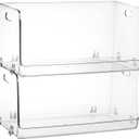 Nicunom 2 Pack Stackable Plastic Storage Bins Open Front, Clear Pantry Organizer Bin Household Food Storage Bin for Kitchen Countertops Cabinet Shelf Fridge