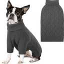 SUNFURA Dog Sweater, Christmas Sweaters for Large Dogs, Solid Color Dog Pullover for Fall Winter, Warm Sweatshirt Knit Turtleneck for Corgi, French Bulldog, Grey, Large