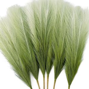 6 PCS Faux Pampas Grass Arrangement - 18"/45cm Artificial Fluffy Pompous Grass Stems for Boho Chic Home and Wedding Decor (Sage Green Gradient)