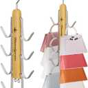 Purse Hanger, 2 Pack Purse Organizer for Closet with 16 Hooks for Heavy Bags, Sturdy Bag Storage, Rotatable Handbag Holder, Purse Rack Space Saving Backpack Hanging Closet Organizer Hangers (Natural)