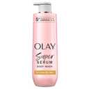Olay Super Serum Body Wash for Extra Dry Skin, 24hr Long Lasting Rich Hydration, 5+ Ingredient Complex for Bright, Even, Firm, & Luminous Skin, with Collagen Peptide, Vitamin C & Shea Butter, 20 fl oz
