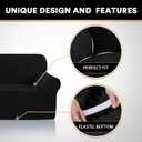 PrinceDeco Stretch Chair Cover Chair Slipcovers with Arms 1-Piece Chair Sofa Slipcovers or Living Room Non Slip Armchair Cover Furniture Protector Dogs Pet Friendly(Armchair,Black)