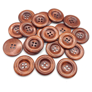 20PC Wood Sewing Buttons Scrapbooking 4 Holes Round Dark Coffee Buttons 35mm(1-3/8") Dia