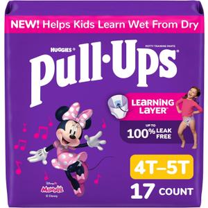 Pull-Ups Girls' Potty Training Pants, Size 4T-5T Training Underwear (38-50 lbs), 17 Count