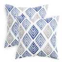 Yangest Navy Blue Decorative Velvet Lumbar Throw Pillow Cover Striped Patchwork Cushion Case Modern  18×18 Inch  Pillowcase for Sofa Couch Bedroom Living Room Home Decor