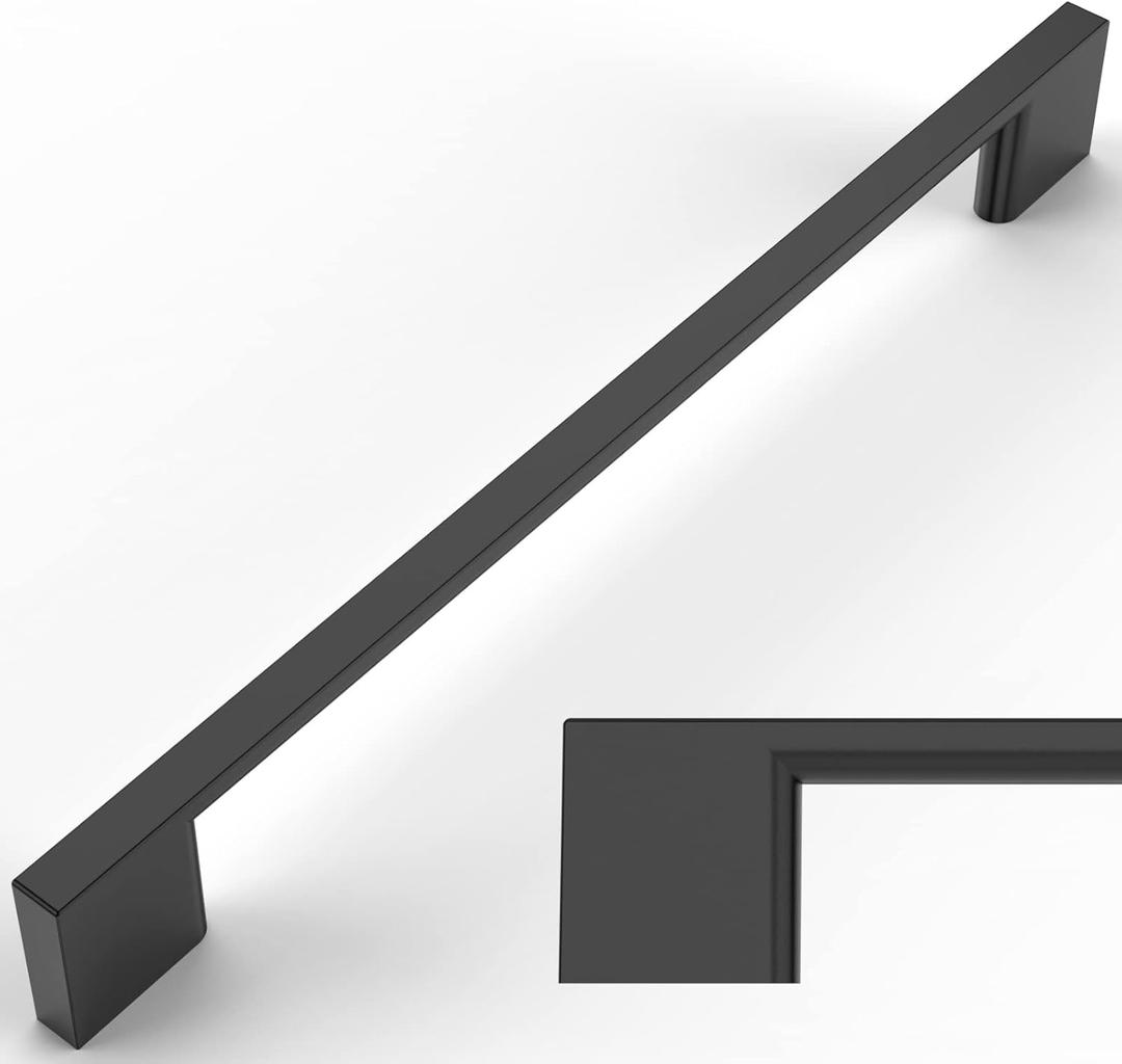 Amerdeco 10 Pack Matte Black Cabinet Pulls 10 Inch(254MM) Hole Centers Kitchen Cabinet Handles Cabinet Hardware Kitchen Handles for Cabinets Cupboard Handles Drawer Pulls ZH0060