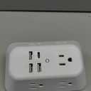 Addtam USB Wall Charger Surge Protector 5 Outlet Extender with 4 USB Charging Ports (1 USB C Outlet) 3 Sided 1800J Power Strip Multi Plug Outlets Wall Adapter Spaced for Home Travel Office ETL Listed (White)