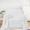 MYSKY HOME Couch Cover White Sofa Covers Small Chair Cover Geometrical Couch Recliner Cover for 1 Cushion Couch Washable Futon Sofa Throws Single Sofa Slipcovers for Dogs (Medium, 71" x 91", White)