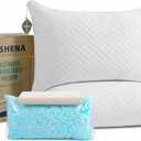 Ashena Adjustable Bed Pillows Queen Size Set of 2 - Cooling Bamboo Cover, Custom Loft Pillow for Sleeping - Bedding for Back, Stomach or Side Sleepers