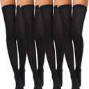 Boao 4 Pairs Women's Silk Thigh High Stockings Sheers Nylon Socks for Women Halloween Cosplay Party Tights Accessory (Large, Black)