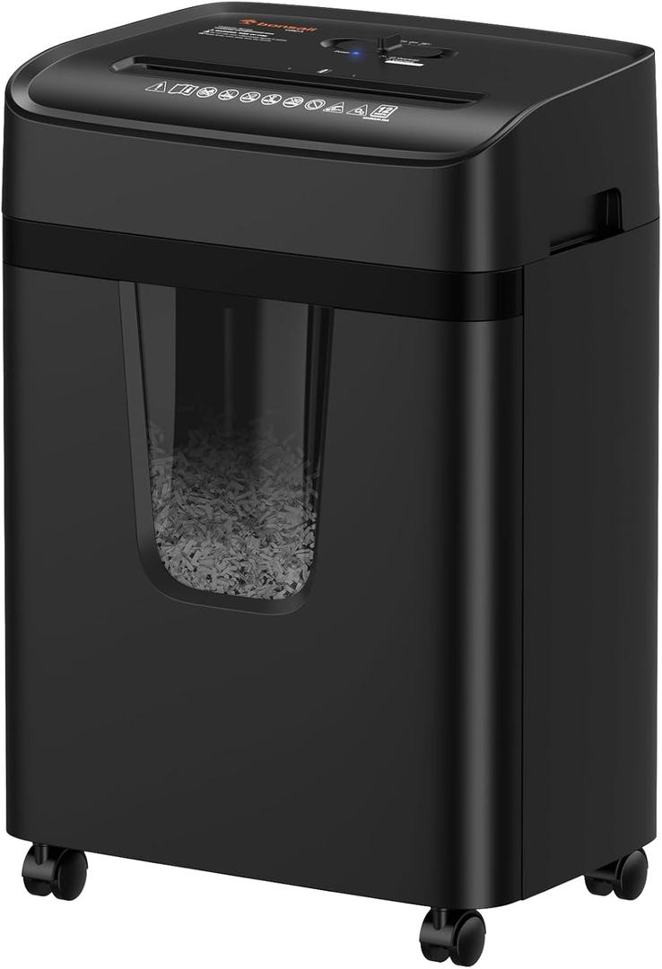Bonsaii 12 Sheet Paper Shredder for Home Office, Heavy Duty Cross Cut Shredder with 5.5 Gal Pullout Bin, Home Shredder for CDs/Credit Card/Document/Mail, P-4 Security Level