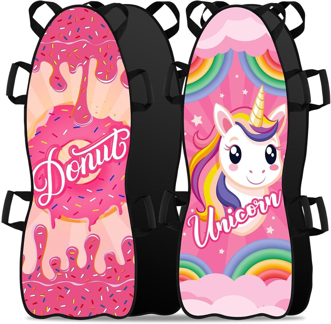 2 Pcs 45" Large Foldable Snow Sled for Kid Adult Toboggan with Reinforced Bottom Sturdy Fabric Stitching Ergonomic Handle Fits 2 Kid or 1 Adult Portable Winter Sled for Family