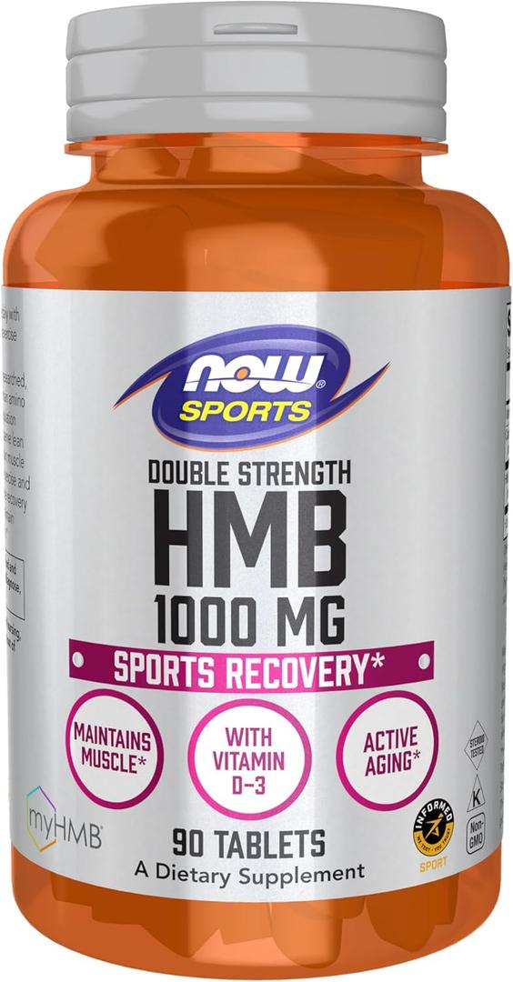 NOW Foods Sports Nutrition, HMB (-Hydroxy -Methylbutyrate), Double Strength 1,000 mg, 90 Tablets (EXP 02/01/29)