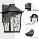 Exterior Waterproof Wall Sconce Light Fixtures Outdoor Wall Lights in Black Finish Outdoor Wall Sconce Lights with Water Ripple Handmade Glass 11 Inch Height