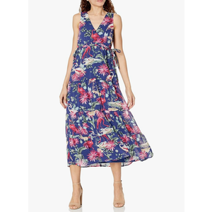 Kensie Womens Sleeveless Ruffle Hem Midi Dress Size 14