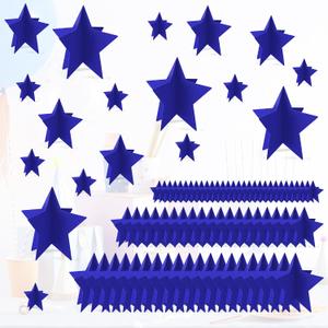 70 Pcs Blue Star Centerpieces for Movie Night Party Decorations 3D 2025 Graduation Table Decor 3 Sizes 8" 5" 3" Red Carpet Film Show Theme Birthday Party Back to School Table Decor Independent Day
