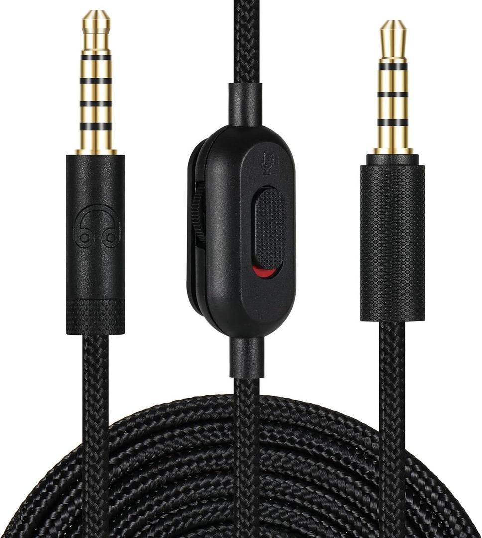 Replacement Audio Cable for G433 Headphones, Aux Cord Braided Wire with Volume Control &Mic Mute Compatible with Logitech G Pro X G Pro G233 Gaming Headsets (Black)