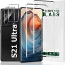 Galaxy S21 Ultra Screen Protector,2 Pack Tempered Glass Screen Protector with 2 Pack Camera Lens Protector,3D Full Coverage,9H Hardness,Support Fingerprint Unlock,Easy to install(6.8 Inch)