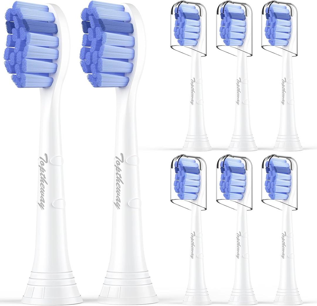 Toptheway Extra Soft Replacement Toothbrush Heads Compatible with Philips Sonicare Optimal Gum Care for Sensitive Teeth G2 C2 C1 4100 Snap-on, 8 Pack