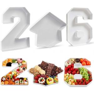 Tellingyou 3 Pcs 13.7" 2026 Graduation Fillable Letter, Plastic Number Trays for Food 2026, Charcuterie Number, Grad Fillable Letter for Class of Congrats Grad Party Supplies(2026,White)