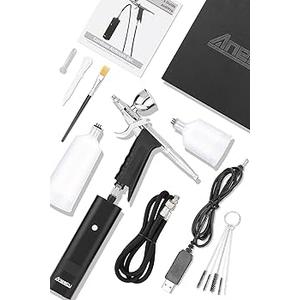 Anesty AHPPro High Pressure Cordless Airbrush Kit, Portable Airbrush Compressor,Connect Air hose Compressor for Makeup,Cake Decoration,Barber, Painting Model,Painting Nail Black
