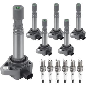 Ignition Coil Pack Spark Plugs fit for V6 3.5 3.7 Honda Pilot Ridgeline 2009-2015, Acura RDX 2013 2014 2015, Acura ZDX 2010 2011 2012 2013, UF624, Set of 6