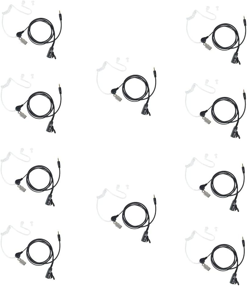 Walkie Talkie Earpiece with Mic PTT 1 Pin Covert Acoustic Tube Earpiece for Cxt195 Cx112 PX650 Cx112 ACXT1035r ACXT145 ACXT545 RX385 RX685 Two Way Radio 10Pack
