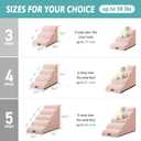 COZY KISS Dog Stairs for Small Dogs 19.7" H, Curved Dog Step for Puppy, Older or Cat, Medium Pet Ramp for Sofa, Couch or Bed, Ladder with High Density Foam, 4 Step, 15.7x28.3x19.7 inch, Pink