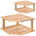 VERTORGAN Bamboo Corner Shelf(2 Pack),2 Tier Plate Organizer for Cabinet and Countertop,Pantry Dish and Spice Rack for Kitchen