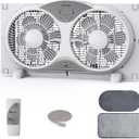 shinic 2026 9 Inch Twin Window Fan Quiet, Reversible Airflow, 3 Speeds, Adjustable Width 23.5"-37", ETL Certified for Bathroom/Kitchen