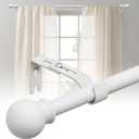 BsBsBest Curtain Rods for Windows 28 to 50 Inch 5/8 Inch Small Curtain Rods White Adjustable Renter Friendly Curtain Rod for Bedroom Windows Drapery Rods With Brackets (28"-50")