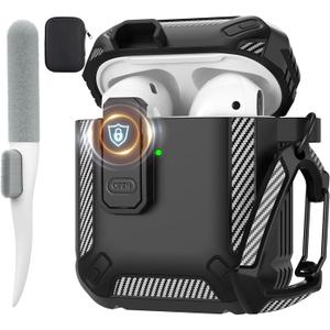 Maxjoy for AirPods 2nd Generation Case Cover, AirPods Case with Lock Gen 2 Hard Shell Rugged Shockproof Protective Cover with Keychain Cleaner Kit Compatible with Apple AirPods2 AirPods1, Black Maxjoy for AirPods 2nd Generation Case Cover, AirPods Case with Lock Gen 2 Hard Shell Rugged Shockproof Protective Cover with Keychain Cleaner Kit Compatible with Apple AirPods2 AirPods1, Black