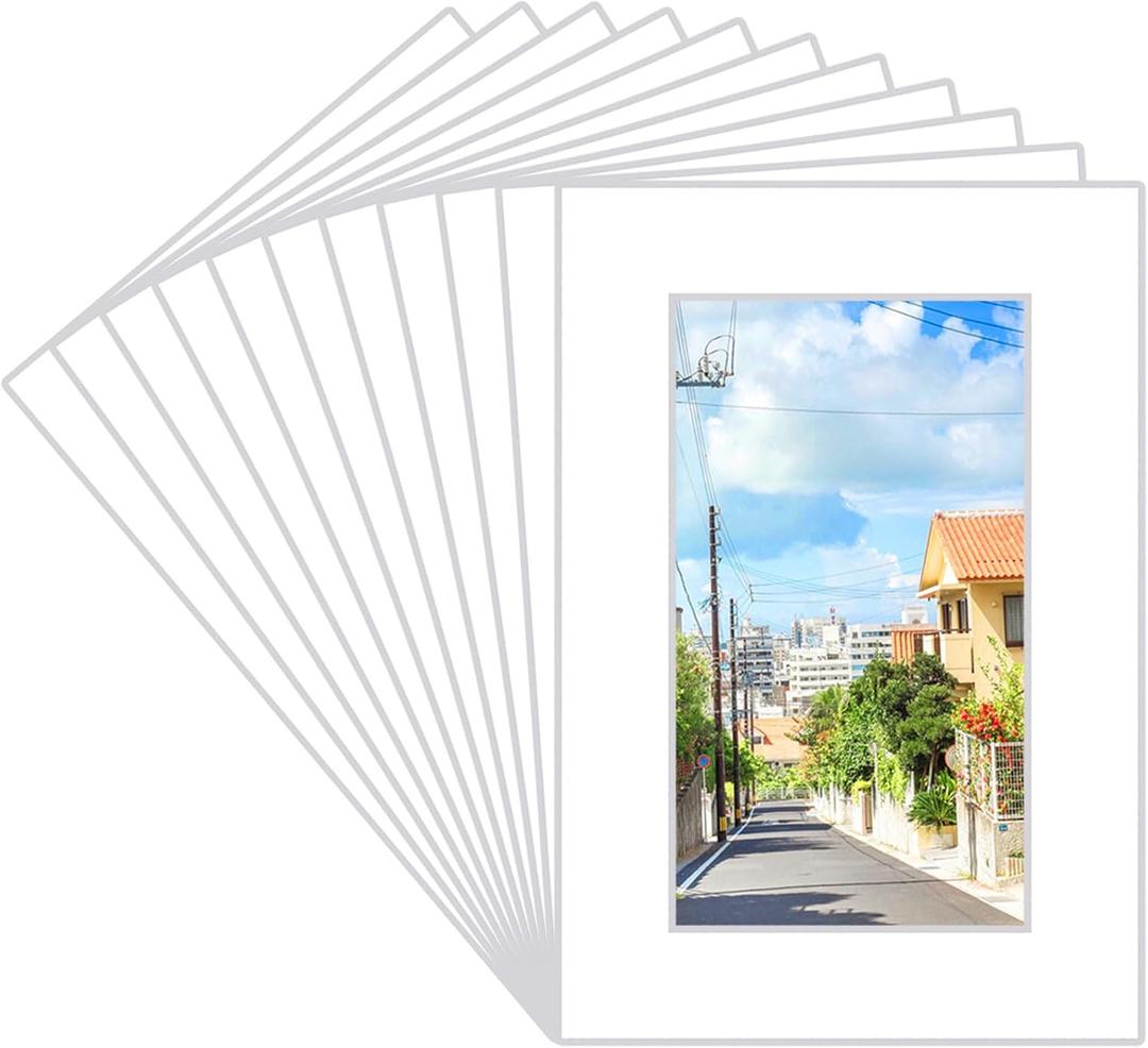 Prudiut 15 Pack 4x6 White Picture Mats, Frame Mattes for 3x5 Pictures Display Photo Frame Mat Core Bevel Cut Mat Board Show Kit for Photos, Prints, Artworks