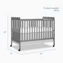 Dream On Me Carson Classic 3-in-1 Convertible Full-Size Baby Crib in Steel Grey, GreenGuard Gold & BSA, 4 Mattress Heights, Converts to Day & Toddler Bed, Locking Wheels, Classic Nursery Design