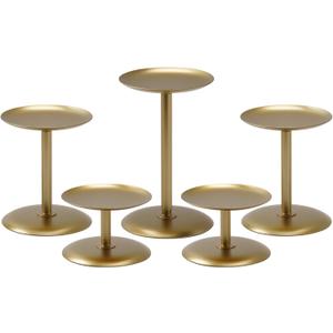 Homemory Christmas Fall Candle Holders for Pillar Candles Set of 5 (5, Gold)