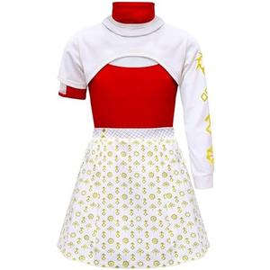 Iowillar Zombie Girls Costume Kids Character Halloween Cosplay Cheerleader Mesh Top Pant Hooded Coat 3PCS Uniform Outfits Size 160