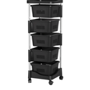 5 Layers Rotating Trolley,Rotating Kitchen Storage Shelves,Vegetable Storage Organizer,Laundry Room Basket Floor Stand Shelf Tower,Produce Bins Cart Rack for Onions Potatoes Black Five Layers