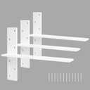 Floating Shelf Bracket 3/8" Thick Heavy Duty Shelf Brackets White 3 Pack Free Hanging Countertop Support Bracket 20" Lx2.5 W Floating Wall Brackets for Cabinets, Dishwasher, Bench Seats Vanities